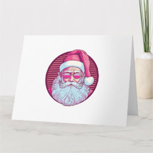 Tarjeta Retro vintage Santa Claus rosa