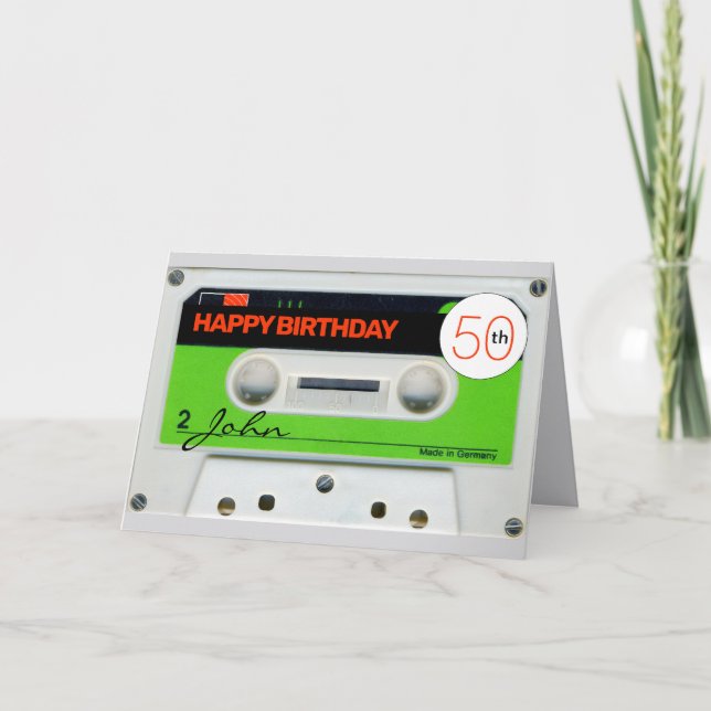 Tarjeta Retro W Audiotape K7 50 cumpleaños recto-verso C (Anverso)