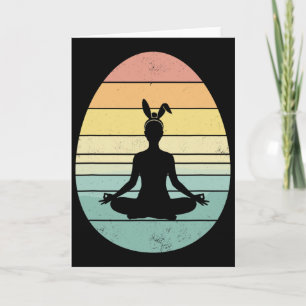 Tarjeta Retro Yoga Huevo de Pascua Día de Pascua Meditació