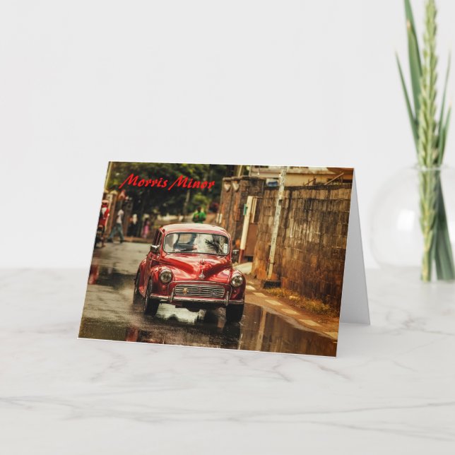 Tarjeta RetroMobile rojo. Menor de Morris (Anverso)