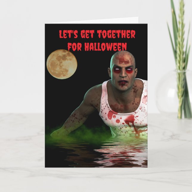 Tarjeta Reunámonos para Halloween. (Anverso)