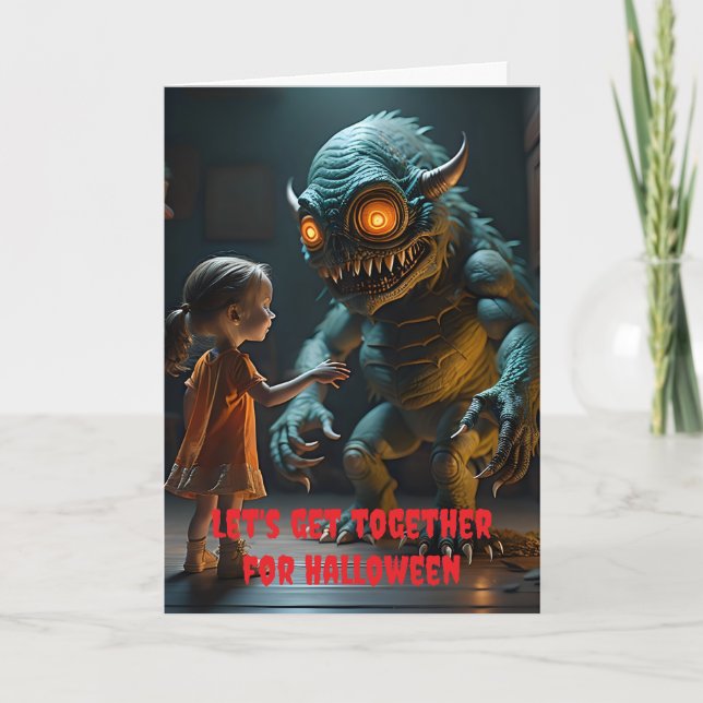 Tarjeta Reunámonos para Halloween. (Anverso)