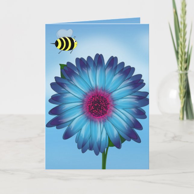 Tarjeta Reunión de abejas con flores azules (Anverso)