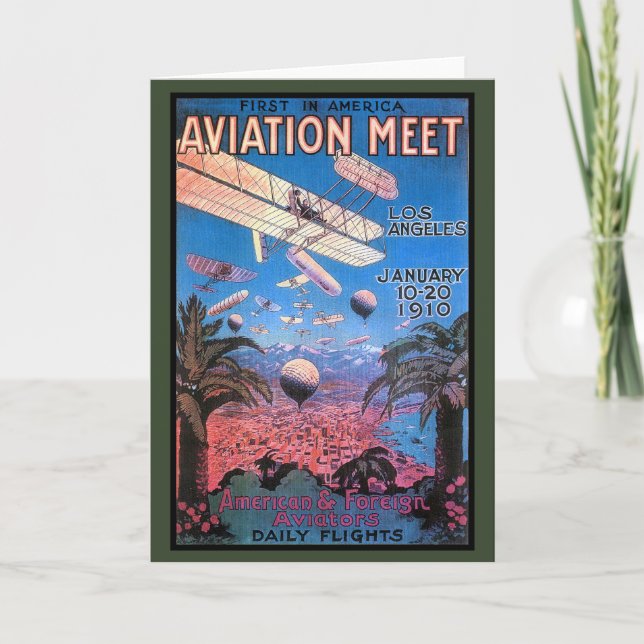 Tarjeta Reunión de Aviación Antigua en Poster de Los Ángel (Anverso)