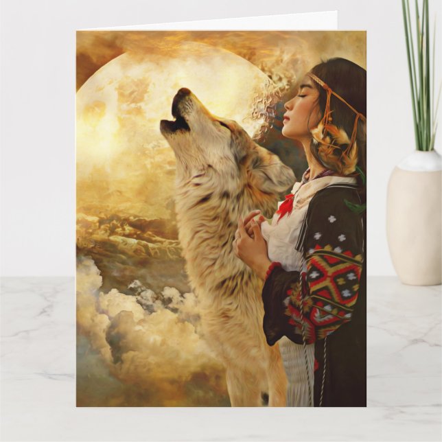 TARJETA REUNIÓN DE CUMPLEAÑOS DE INDIA NATIVA AMERICANA (Anverso)