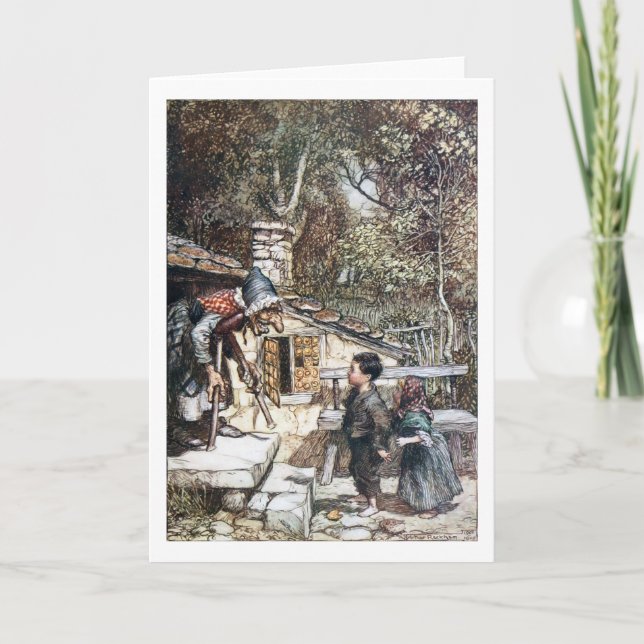 Tarjeta Reunión de Hansel y de Grethel la bruja (Anverso)