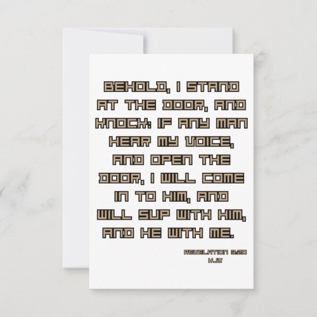 Tarjeta Revelación 3:20 KJV Saludo de las Escrituras de Bi (Anverso)