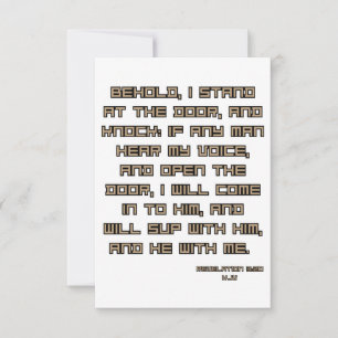 Tarjeta Revelación 3:20 KJV Saludo de las Escrituras de Bi