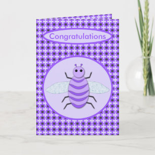 Tarjeta Revelación de género de abeja bebé morada linda Ne