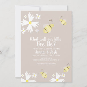 Tarjeta Revelación de género floral de abeja linda