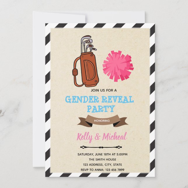 Tarjeta reveladora de género Putters o Pom Poms (Anverso)