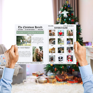 Tarjeta Revisión del Año Navidad Periódico Formato Grande