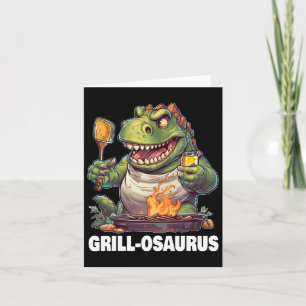 Tarjeta Rex Bbq Dinosaur Divertido Día del Padre Asando a
