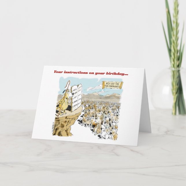 Tarjeta Rex como Moses con comandos del cumpleaños (Anverso)