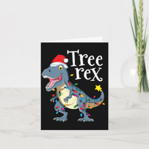 Tarjeta Rex dinosaurio árbol navidad