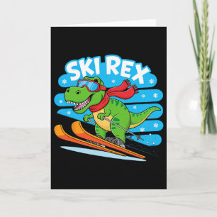 Tarjeta Rex Divertido Esquí Dinosaurio Diseño Deportes Inv