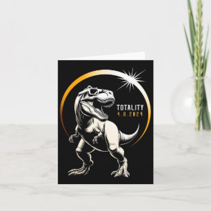 Tarjeta Rex Eclipse solar total 2024 Dinosaurio Abril 8 Ho