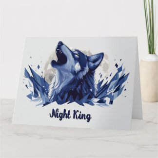 Tarjeta Rey de la noche - Lobo aullante con la luna