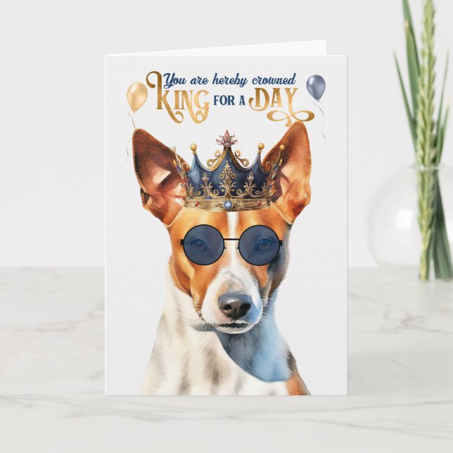 Tarjeta Rey de perro de Basenji por un día divertido cumpl (Anverso)