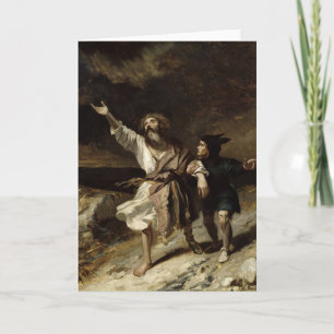 Tarjeta Rey Lear y el tonto en la tormenta