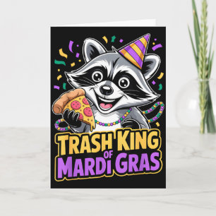Tarjeta Rey Mapache de la Basura Fiesta de Pizza de Mardi 