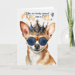 Tarjeta Rey perro chihuahua negro por un día divertido cum