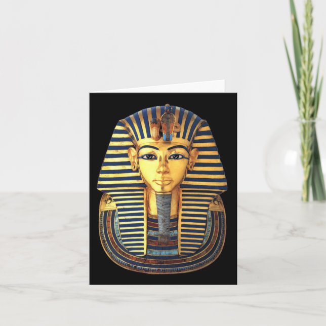 Tarjeta Rey Tutankhamun, máscara de oro, faraón egipcio (Anverso)