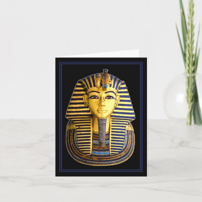 Tarjeta Rey Tutankhamun, máscara de oro, faraón egipcio (Anverso)