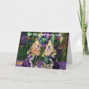 Tarjeta Reyes del carnaval del golden retriever