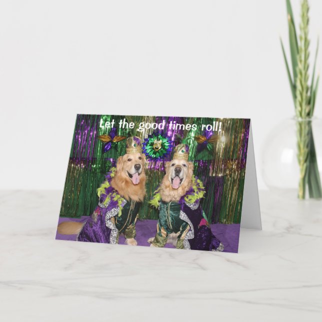 Tarjeta Reyes del carnaval del golden retriever (Anverso)