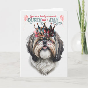 Tarjeta Reyna Perrita Shih Tzu por un Día Cumpleaños Diver