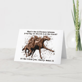 Tarjeta Rezando en carreras de caballos