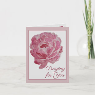Tarjeta Rezando por Ti Peonía Rosa Oración y Ánimo
