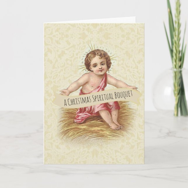 Tarjeta Rezos del ramo espiritual del navidad de Jesús del (Anverso)