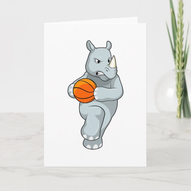 Tarjeta Rhino como jugador de baloncesto con baloncesto (Anverso)