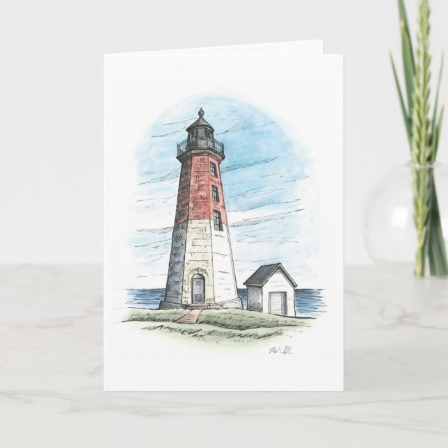 Tarjeta Rhode Island Notecard con luz Point Judith (Anverso)