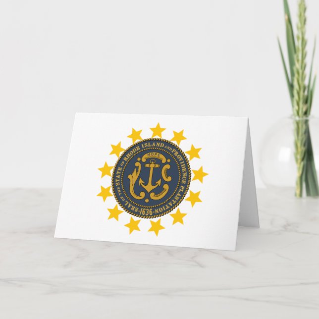 Tarjeta Rhode Islander Flag & Seal, Flag of Rhode Island (Anverso)