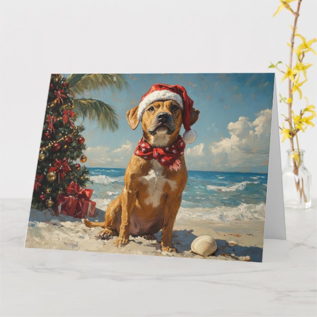 Tarjeta Rhodesia Ridgeback Navidades de perros Vintage Bea (flor amarilla)