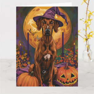 Tarjeta Rhodesia Ridgeback Perro Halloween Calabaza de Bru