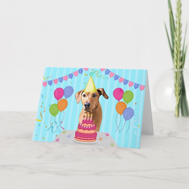 Tarjeta Rhodesian Ridgeback Birthday Holiday Card (Anverso)
