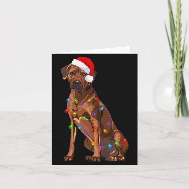 Tarjeta Rhodesian Ridgeback Christmas Lights Xmas Dog Love (Anverso)