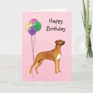 Tarjeta Rhodesian Ridgeback, globos del cumpleaños