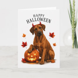 Tarjeta Rhodesian Ridgeback Halloween Perro Diablo
