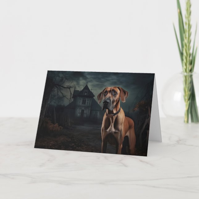 Tarjeta Rhodesian Ridgeback Halloween Scary (Anverso)