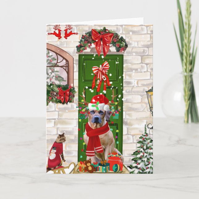 Tarjeta Rhodesian Ridgeback Perro Navidad  (Anverso)