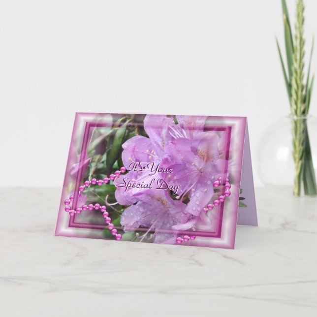 Tarjeta Rhododendron y Perlas - personalizar en cualquier  (Anverso)