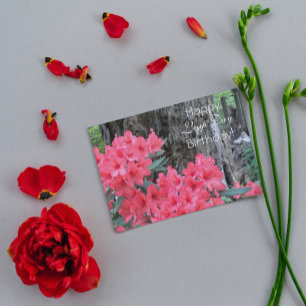 Tarjeta Rhododendros Rojos Día del Salto Floral Cumpleaños