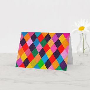 Tarjeta Rhombi colorida MARDI GRAS HARLEQUIN PATTE