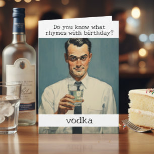 Tarjeta Rhymes with Birday Vodka Retro Funny