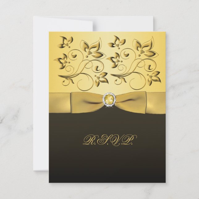 Tarjeta RIBBON Black, Gold RSVP (Anverso)